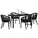 Set da Pranzo per Giardino 5 pcs Nero Poly Rattan - Foto miniatura 3