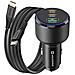 Caricatore Per Auto 2x Usb-c Pd 65w E 30w Usb 3.0 Qc 30w Con Cavo Usb-c, Nero - Foto miniatura 1
