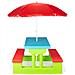 Tavolo picnic da giardino per bambini con ombrellone e panchine, verde e rosso - Foto miniatura 1
