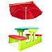 Tavolo picnic da giardino per bambini con ombrellone e panchine, verde e rosso - Foto miniatura 3