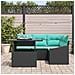 Set Divano da Giardino 5 pz Nero e Blu polyrattan - Foto miniatura 5