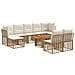 Set Divano da Giardino 10 pz Naturale e Bianco Crema polyrattan - Foto miniatura 1