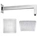 Braccio Doccia Ottone Cromato + Soffione Doccia Quadrato Acciaio Inox 300x300x2 Mm Spessore - Foto miniatura 1