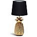 Lampada Da Tavolo E14 Ceramica Ananas Oro | Paralume Tessuto Nero | H36cm - Foto miniatura 3