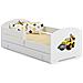 Letto Per Bambini Luk 140x70 Cassetto E Una Ringhiera+ Materasso E Giroletto Yellow Excavator - Foto miniatura 1