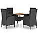 Set Mobili Da Pranzo Per Giardino 5 Pz Polyrattan E Acacia Nero - Foto miniatura 1