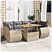 Set Divani Da Giardino 7 Pz Con Cuscini Beige In Polyrattan - Foto miniatura 4