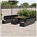 Set da giardino a 11 pezzi con cuscini in polyrattan nero e acacia,  Divano da giardino a 2 posti con cuscini in polyrattan nero,  Set da pranzo da giardino a 3 pezzi con cuscini in polyrattan nero e acacia - Foto miniatura 3