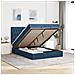 Struttura Letto Pouf con Materasso Blu 140x190 cm in Tessuto - Foto miniatura 2