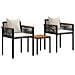 Set di Mobili da Esterno 3 pcs Nero e Bianco Crema Rattan in PE - Foto miniatura 1