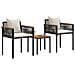 Set di Mobili da Esterno 3 pcs Nero e Bianco Crema Rattan in PE - Foto miniatura 3