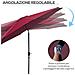 Ombrellone da Giardino Ø 295 cm Inclinabile con Manovella in Metallo e Poliestere Rosso Scuro - Foto miniatura 4