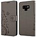 Custodia Compatibile Con Samsung Galaxy Note 9 In Grigio Fiore - Coperchio Protettivo In Design Floreale Con Chiusura Magnetica, Funzione Stand E Slot Per Carte - Foto miniatura 2