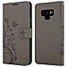 Custodia Compatibile Con Samsung Galaxy Note 9 In Grigio Fiore - Coperchio Protettivo In Design Floreale Con Chiusura Magnetica, Funzione Stand E Slot Per Carte - Foto miniatura 11
