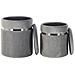 Set Di 2 Pouf Contenitore Camdenton Velluto Grigio Chiaro - Foto miniatura 3