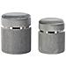 Set Di 2 Pouf Contenitore Camdenton Velluto Grigio Chiaro - Foto miniatura 6