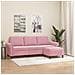 Divano a 3 Posti con Poggiapiedi rosa 180 cm in Velluto - Foto miniatura 2