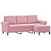 Divano a 3 Posti con Poggiapiedi rosa 180 cm in Velluto - Foto miniatura 3