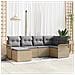 Set di divani da giardino  6 pezzi con cuscini beige in rattan poliestere, Divano da giardino  2 posti con vano per riporre e cuscini beige in rattan poliestere - Foto miniatura 2