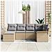 Set di divani da giardino  6 pezzi con cuscini beige in rattan poliestere, Divano da giardino  2 posti con vano per riporre e cuscini beige in rattan poliestere - Foto miniatura 3