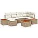 Set Divano da Giardino di 7 Pezzi con Cuscini Beige Rattan Polietilene Acacia - Foto miniatura 1