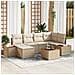 Set Divano da Giardino di 7 Pezzi con Cuscini Beige Rattan Polietilene Acacia - Foto miniatura 2
