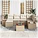 Set Divano da Giardino di 7 Pezzi con Cuscini Beige Rattan Polietilene Acacia - Foto miniatura 3