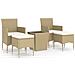Set Bistrot da Giardino 5 pz Polyrattan e Vetro Temperato Beige - Foto miniatura 1