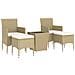 Set Bistrot da Giardino 5 pz Polyrattan e Vetro Temperato Beige - Foto miniatura 3