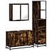Set Mobili da Bagno 3 pz Rovere Fumo in Legno Multistrato - Foto miniatura 1