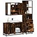 Set Mobili da Bagno 3 pz Rovere Fumo in Legno Multistrato - Foto miniatura 2