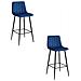 Sgabello POZZA in velluto blu navy con gambe nere x2 - Foto miniatura 1