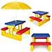 Tavolo picnic da giardino per bambini con ombrellone e panchina, giallo, blu e rosso - Foto miniatura 4