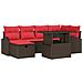 Set Divano da Giardino con cuscino 7 pcs Marrone Poly Rattan - Foto miniatura 1