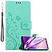 Custodia Compatibile Con Samsung Galaxy Note 9 In Turchese Fiore - Coperchio Protettivo In Design Floreale Con Chiusura Magnetica, Funzione Stand E Slot Per Carte - Foto miniatura 4