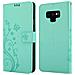 Custodia Compatibile Con Samsung Galaxy Note 9 In Turchese Fiore - Coperchio Protettivo In Design Floreale Con Chiusura Magnetica, Funzione Stand E Slot Per Carte - Foto miniatura 11