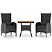 Set Mobili Da Pranzo Per Giardino 3 Pz Polyrattan E Acacia Nero - Foto miniatura 1