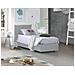 Letto Singolo Clarissa, Letto Contenitore Con Rivestimento In Tessuto, 100% Made In Italy, Apertura Frontale, Adatto Per Materasso Cm 80x190, Bianco - Foto miniatura 1