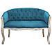 Divano Vintage In Velluto Blu Con Struttura In Legno Decorata Parigino - Foto miniatura 2