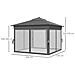 Gazebo Da Giardino Ad Altezza Regolabile Con Luci Led, In Acciaio E Tessuto Oxford, 336x336x250-270 Cm, Grigio - Foto miniatura 5
