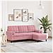 Divano a 3 Posti con Poggiapiedi rosa 180 cm in Velluto - Foto miniatura 2
