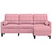 Divano a 3 Posti con Poggiapiedi rosa 180 cm in Velluto - Foto miniatura 3