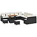 Set da Giardino a 13 Pezzi con Cuscini Rattan Nero Acacia,  Divano da Giardino a 2 Posti con Cuscini Rattan Nero,  Set da Pranzo da Giardino a 3 Pezzi con Cuscini Rattan Nero Acacia - Foto miniatura 1