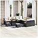 Set da Giardino a 13 Pezzi con Cuscini Rattan Nero Acacia,  Divano da Giardino a 2 Posti con Cuscini Rattan Nero,  Set da Pranzo da Giardino a 3 Pezzi con Cuscini Rattan Nero Acacia - Foto miniatura 2