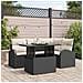 Set di Divani da Giardino da 5 Pezzi con Cuscini in Polyrattan Nero - Foto miniatura 2