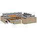 Set Divano da Giardino  13 Pezzi con Cuscini Beige Polyrattan Acacia, Set da Pranzo Giardino  3 Pezzi con Cuscini Beige Polyrattan Acacia - Foto miniatura 1