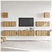 Set Mobile TV 7 pz Montato a Parete Rovere in Legno Multistrato - Foto miniatura 3