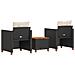 Set da Bistrò 3 pz con Cuscini Nero Polyrattan e Legno Acacia - Foto miniatura 5