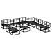 Set Divano da Giardino con cuscino 12 pcs Nero Alluminio - Foto miniatura 5