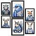 Set Di 6 Stampe Animali In Abiti Invernali All'asilo Dipinti Decorativi Estetici Per Il Tuo Soggiorno A Casa A3 & A4 Cornice Nera - Foto miniatura 1
